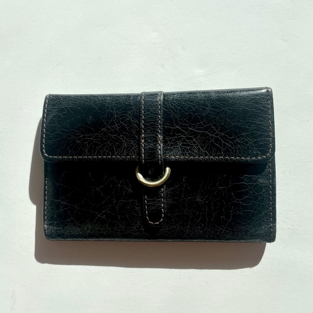 HOBO Tri-Fold Leather Wallet _ Black
